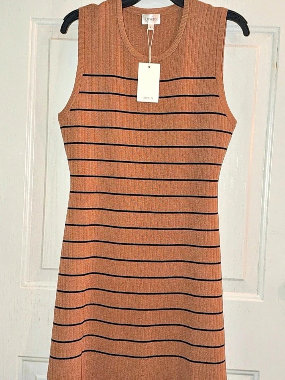 LOVELO Striped Mini Dress in Brown NWT